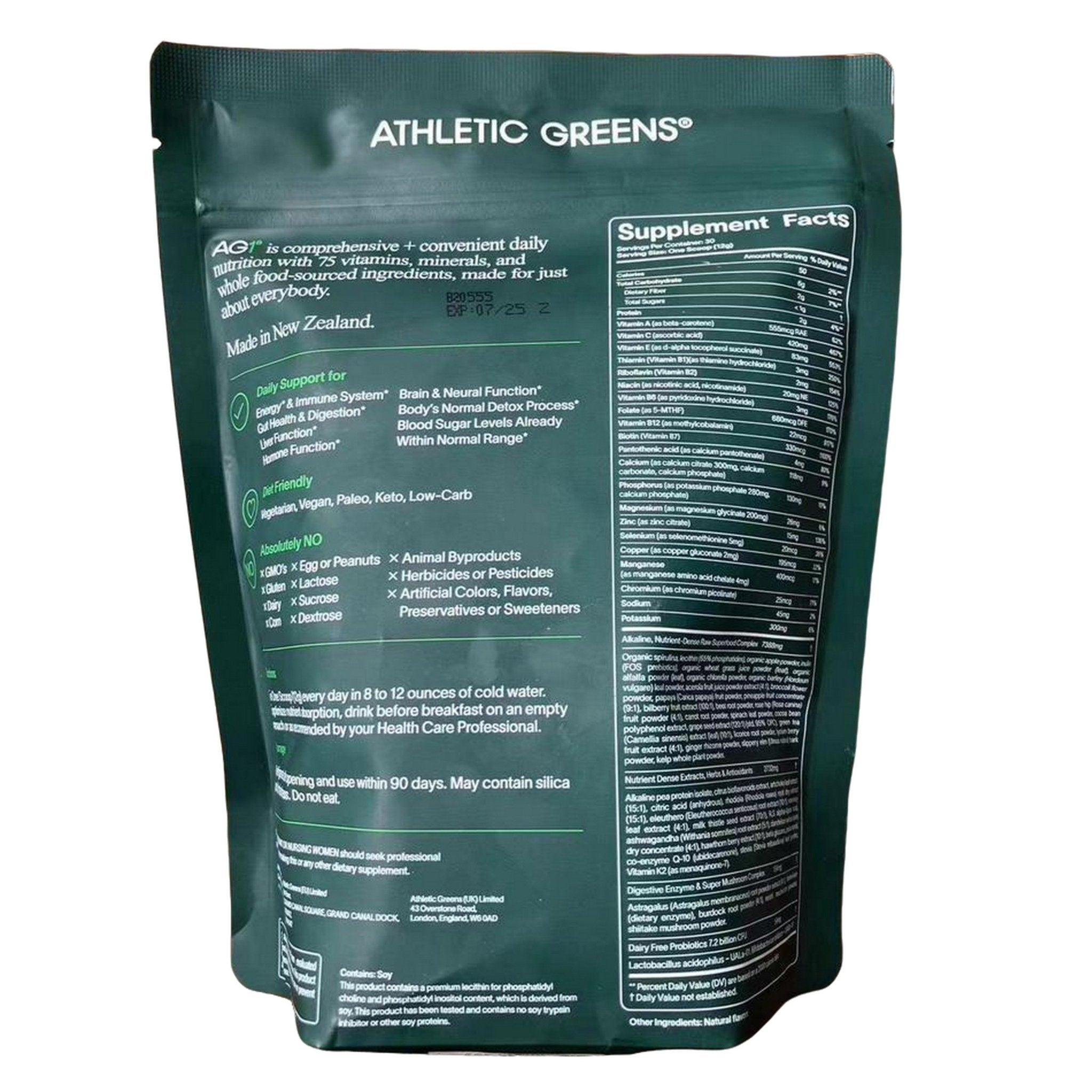 AG1 Athletic Greens 12.7 oz 360g Powder Supplement pack of 2 - Prostatewellstore.com