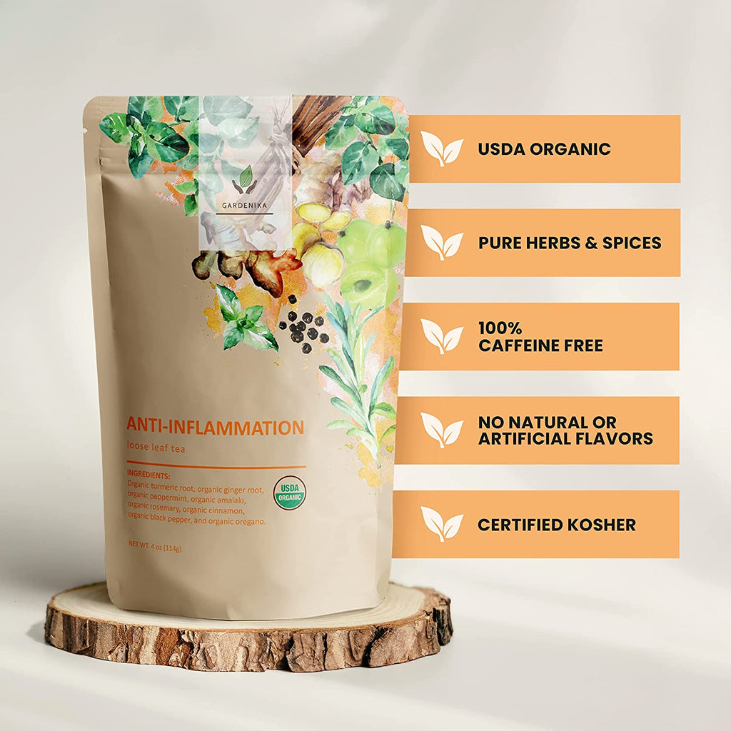 Anti - Inflammatory Tea, Turmeric Ginger Herbal Blend | Organic & Kosher - Prostatewellstore.com
