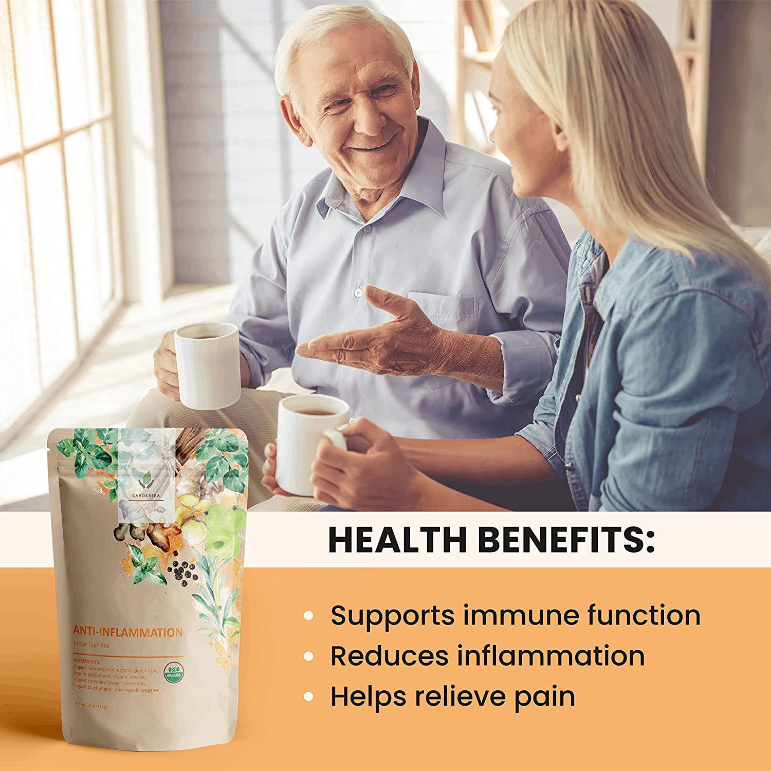 Anti - Inflammatory Tea, Turmeric Ginger Herbal Blend | Organic & Kosher - Prostatewellstore.com