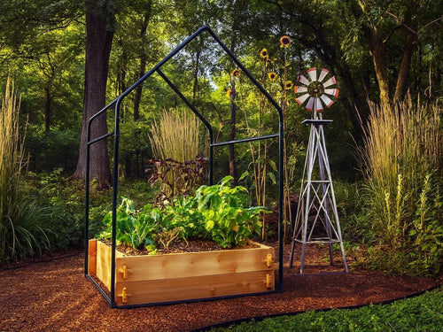 Cedar Raised Garden Bed with Greenhouse Cover - Prostatewellstore.com