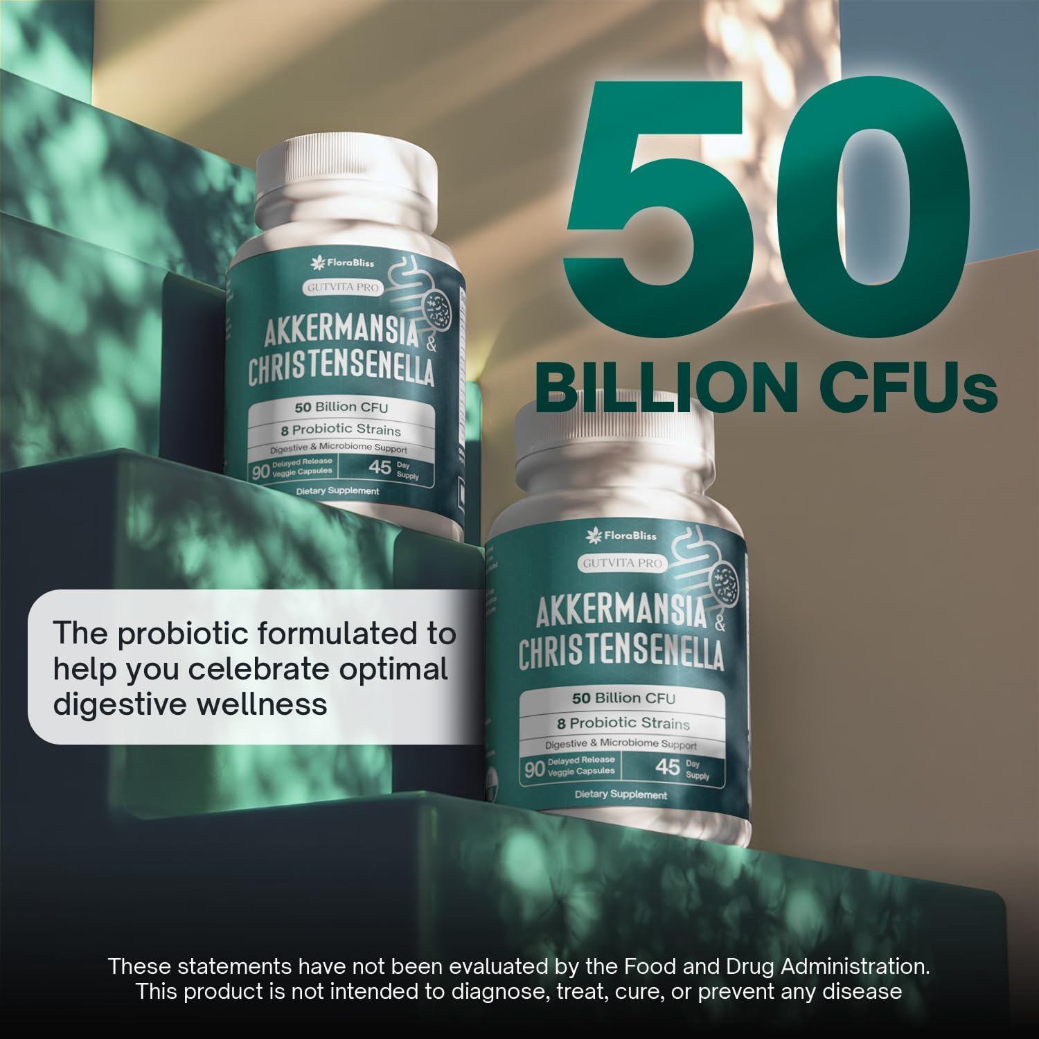 Christensenella Minuta and Akkermansia, Bifidobacterium longum, 8 Probiotic Strains, 50 Billion CFU with Cranberry Extract, Gut Health & Immune Support - Prostatewellstore.com