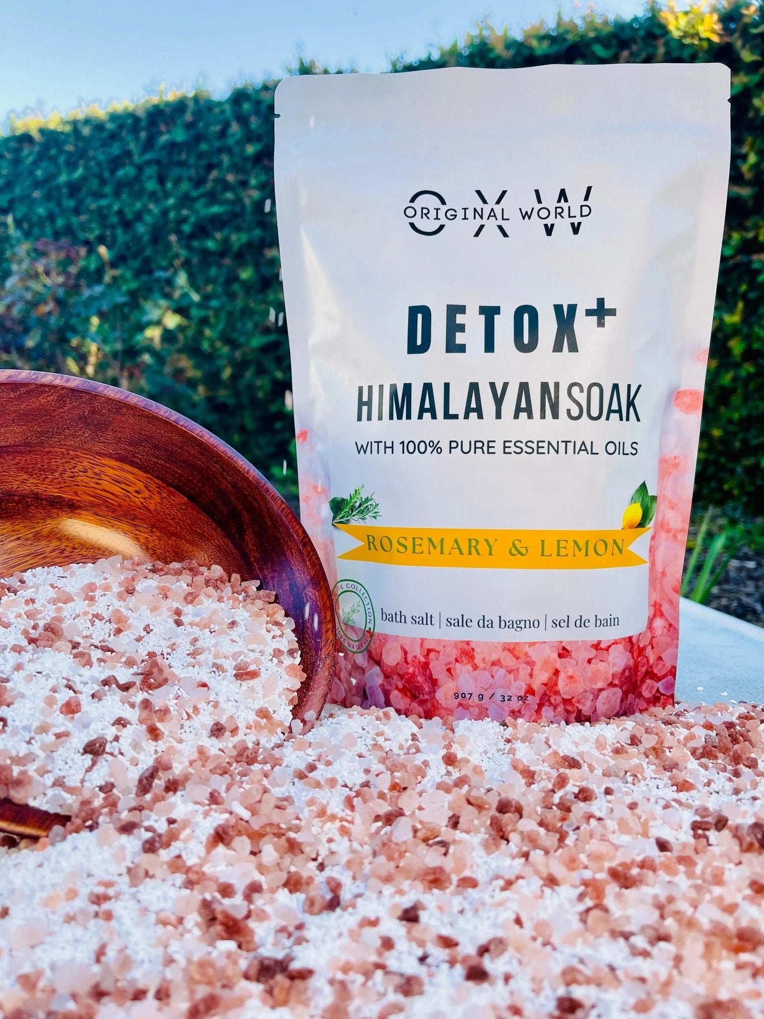 Detox+ Himalayan Epsom Bath Salt Infused with Rosemary and Lemon Essential Oils 2 lbs BPA Free Bag - Prostatewellstore.com
