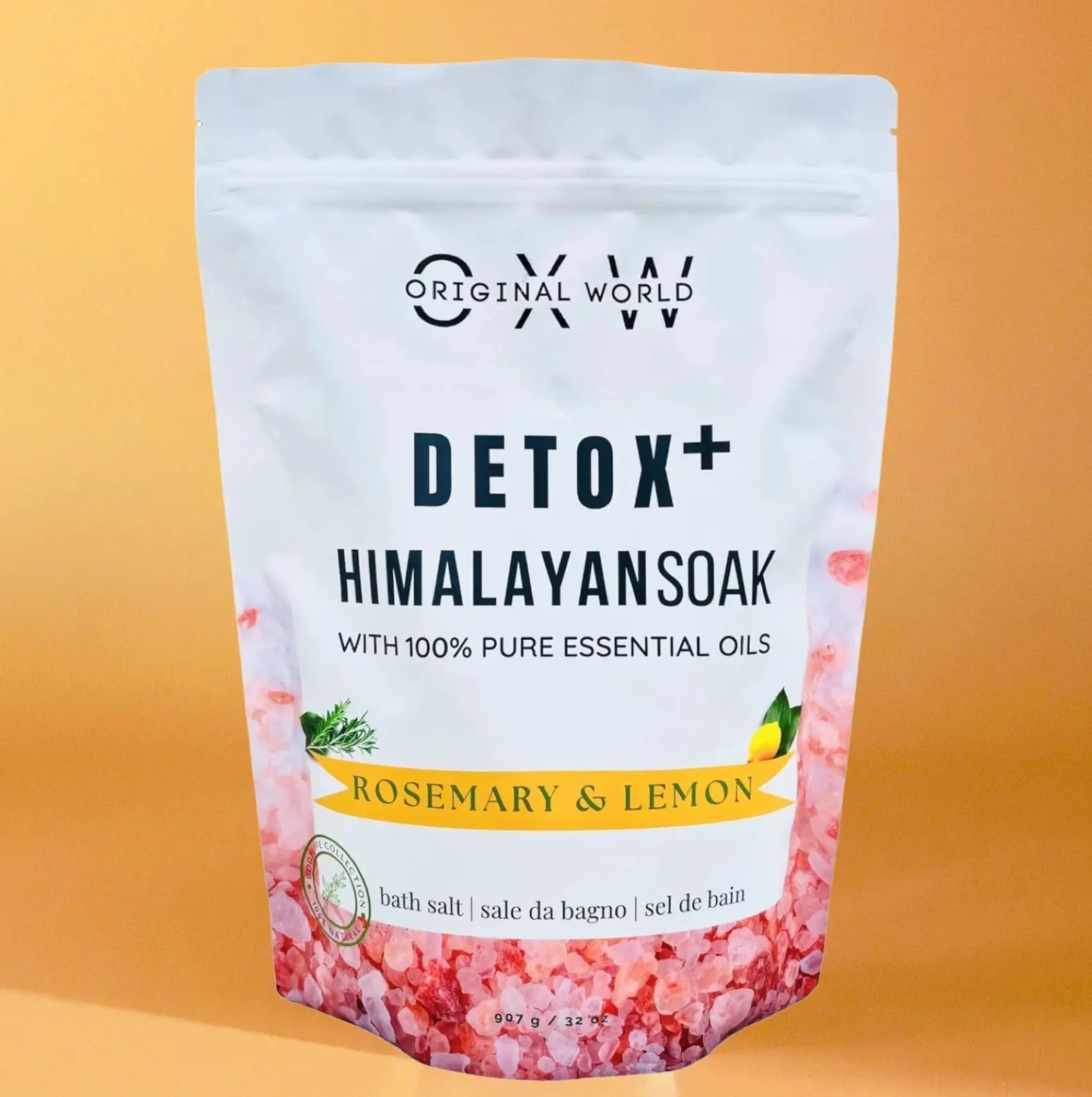 Detox+ Himalayan Epsom Bath Salt Infused with Rosemary and Lemon Essential Oils 2 lbs BPA Free Bag - Prostatewellstore.com