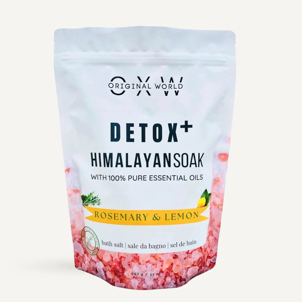 Detox+ Himalayan Epsom Bath Salt Infused with Rosemary and Lemon Essential Oils 2 lbs BPA Free Bag - Prostatewellstore.com