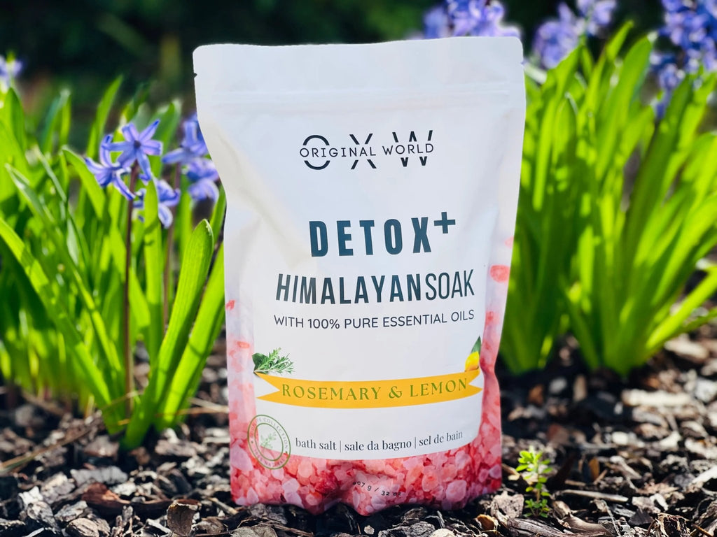 Detox+ Himalayan Epsom Bath Salt Infused with Rosemary and Lemon Essential Oils 2 lbs BPA Free Bag - Prostatewellstore.com