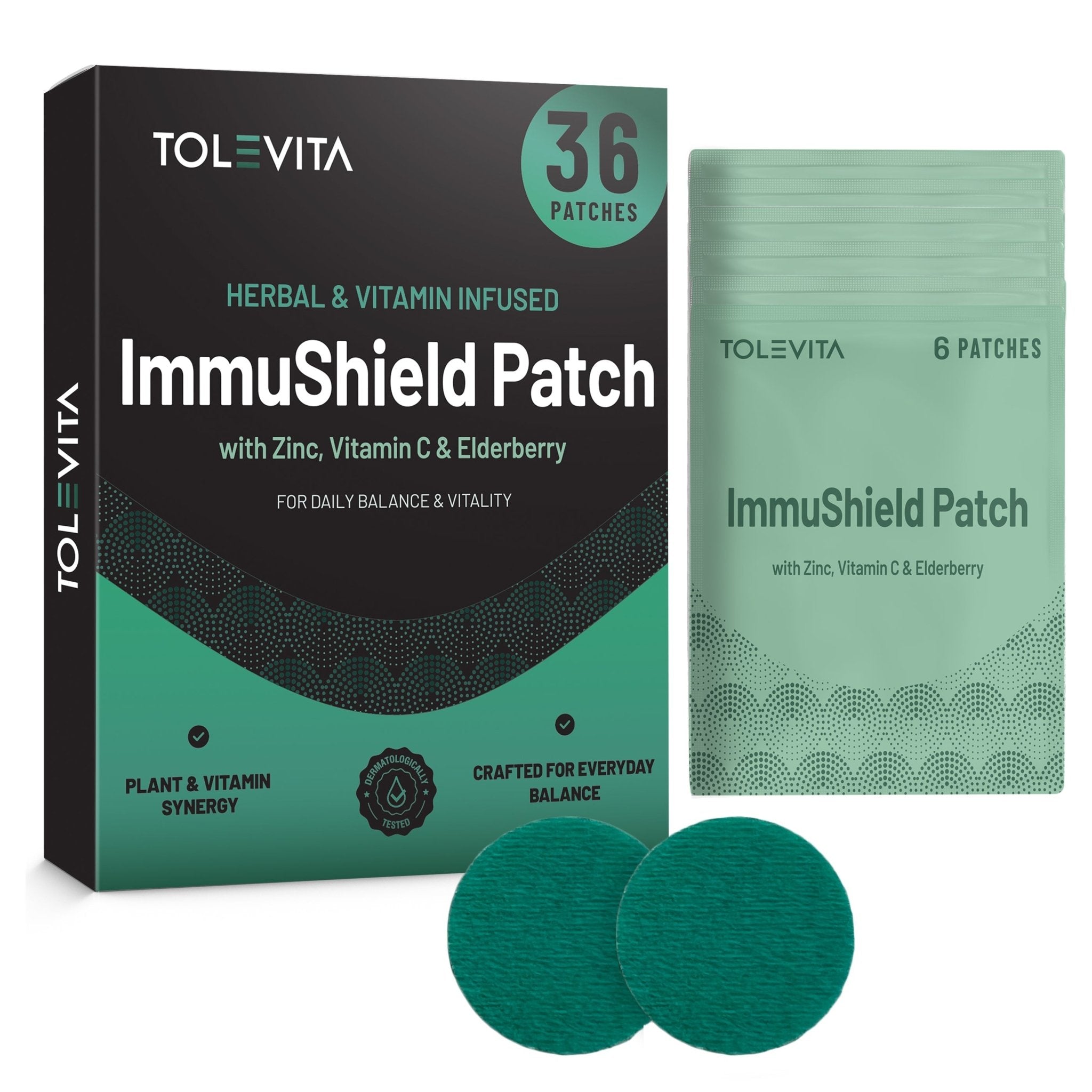 ImmuShield Patches Daily Wellness with Vitamin D3, Zinc & Plant Extracts, 36 patches - Prostatewellstore.com