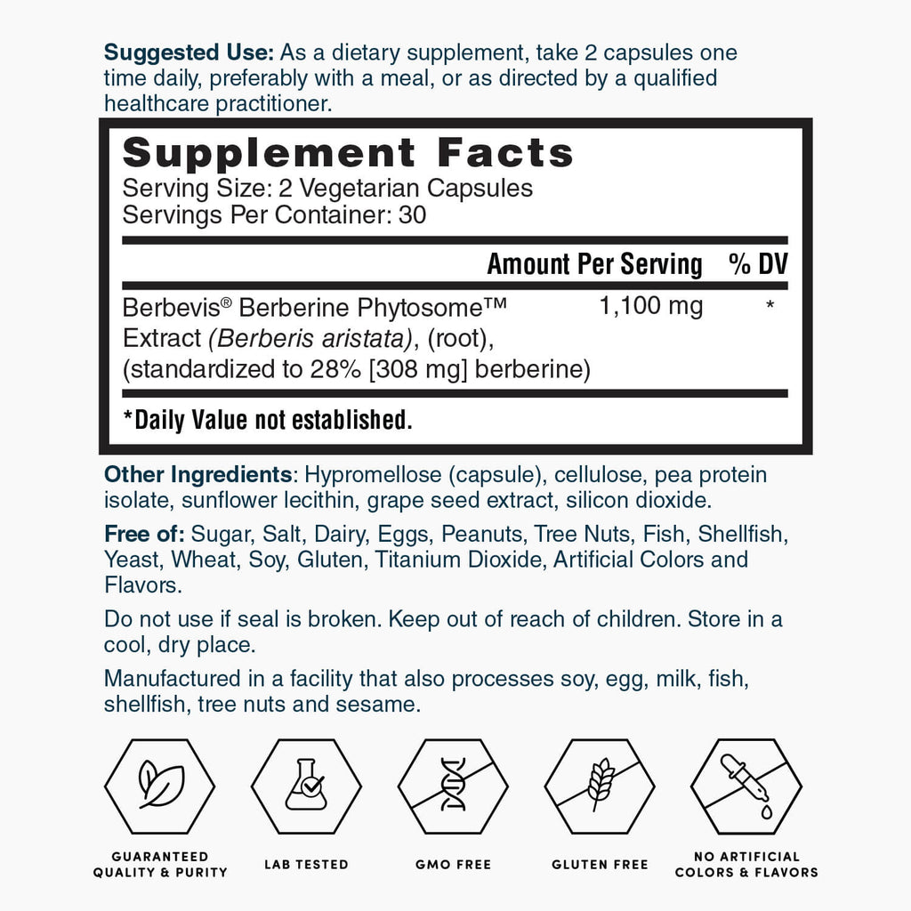 Nature's Lab Gold Berbevis® Berberine Phytosome™ Extract - 60 Capsules - Prostatewellstore.com