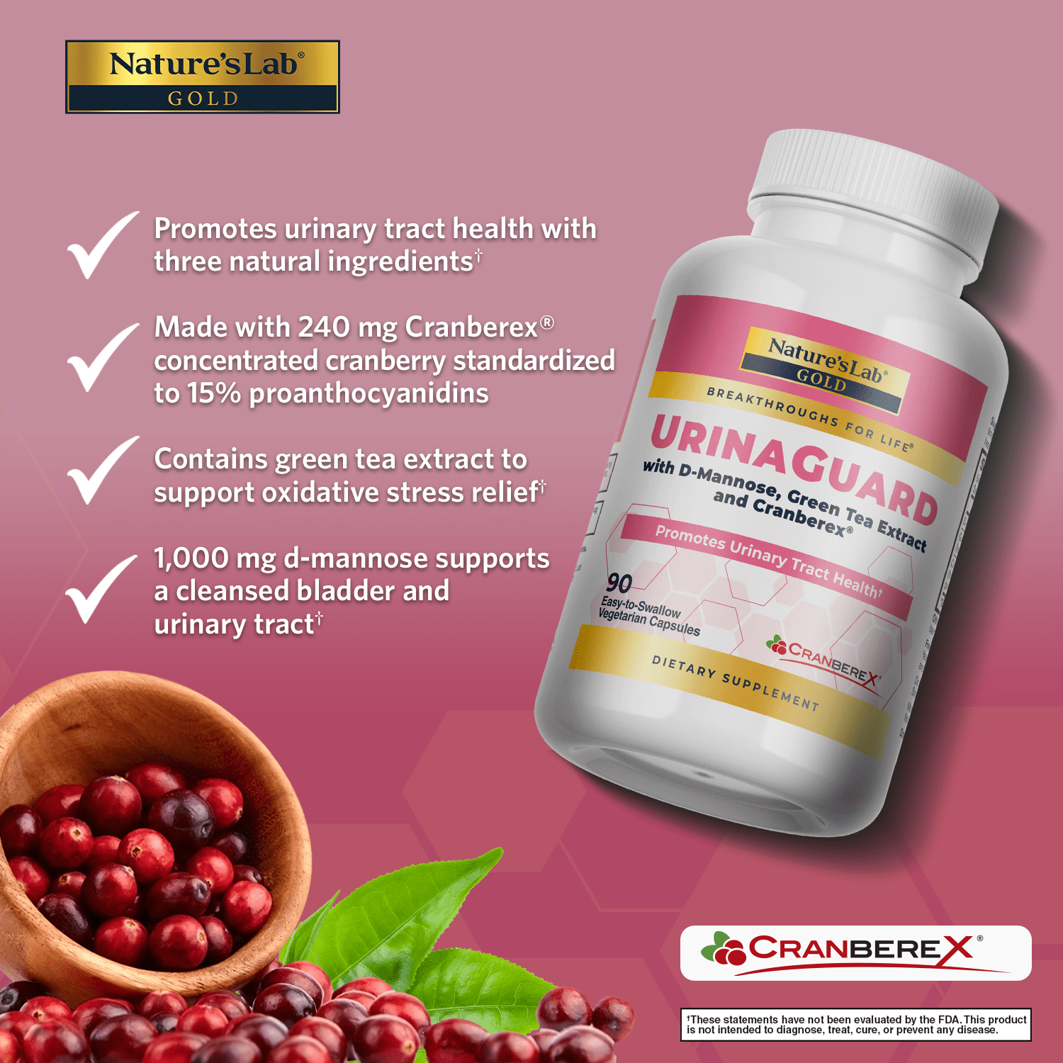 Nature's Lab Gold UrinaGuard - 90 Capsules - Prostatewellstore.com
