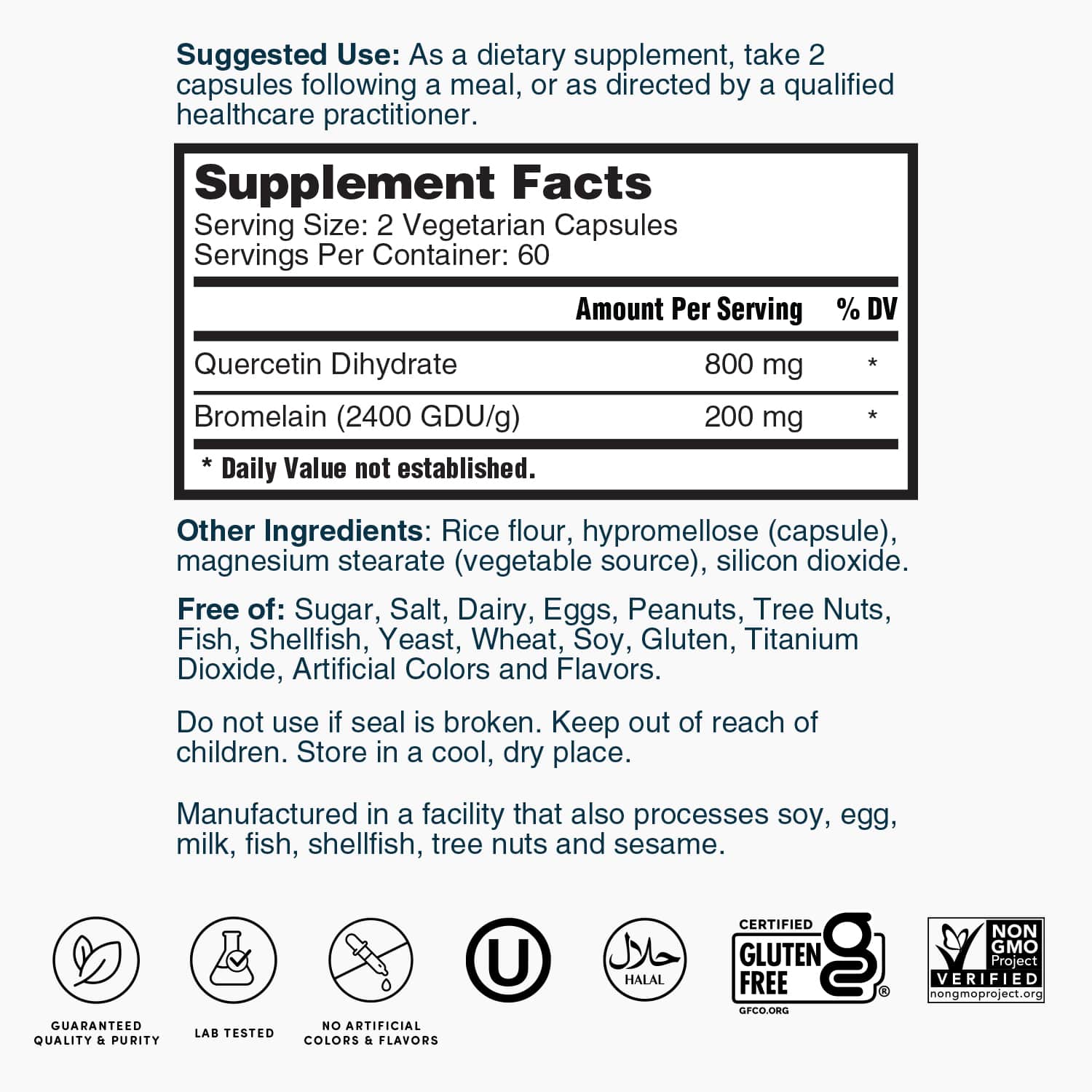 Nature's Lab Quercetin Bromelain - 120 Capsules - Prostatewellstore.com