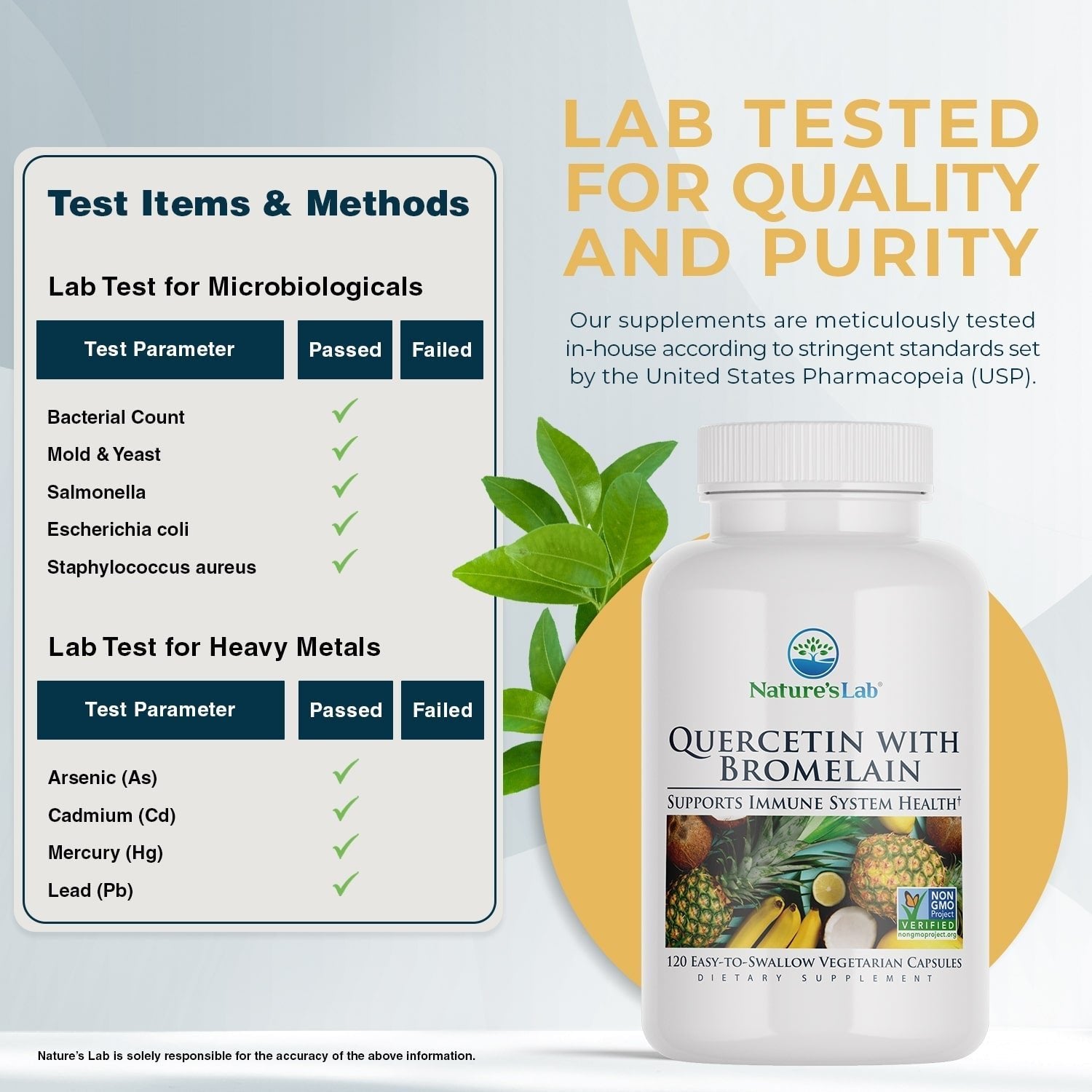 Nature's Lab Quercetin Bromelain - 120 Capsules - Prostatewellstore.com