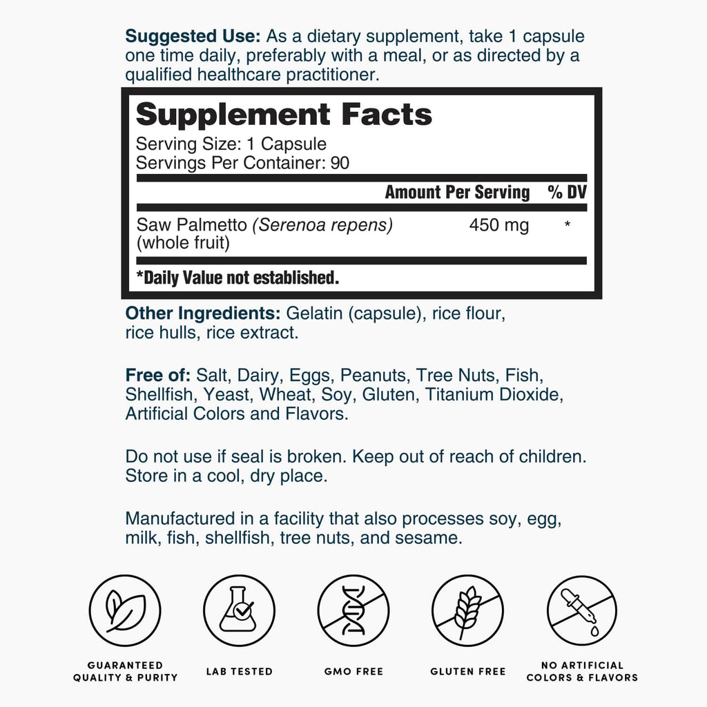 Nature’s Lab Saw Palmetto - 90 Capsules - Prostatewellstore.com