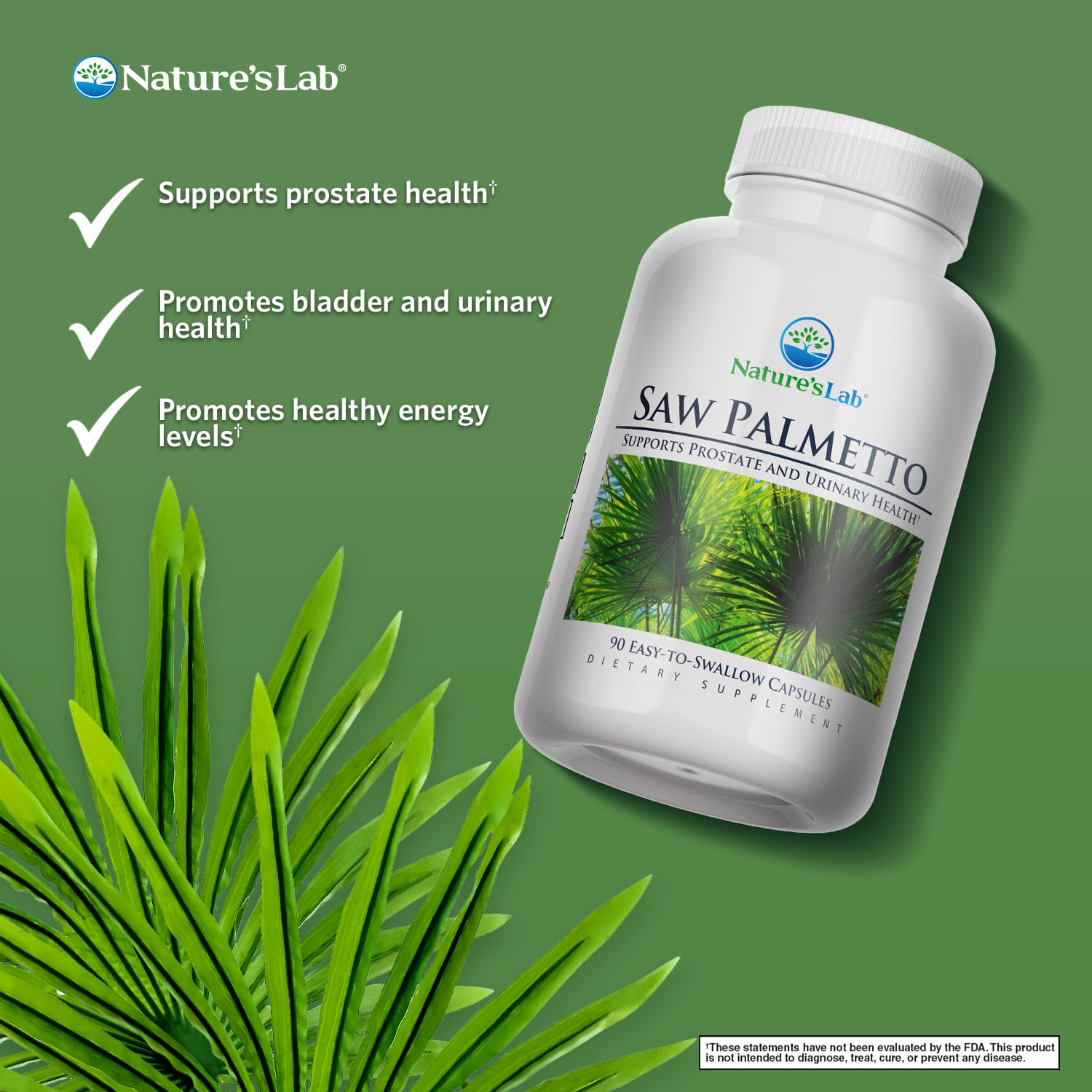Nature’s Lab Saw Palmetto - 90 Capsules - Prostatewellstore.com
