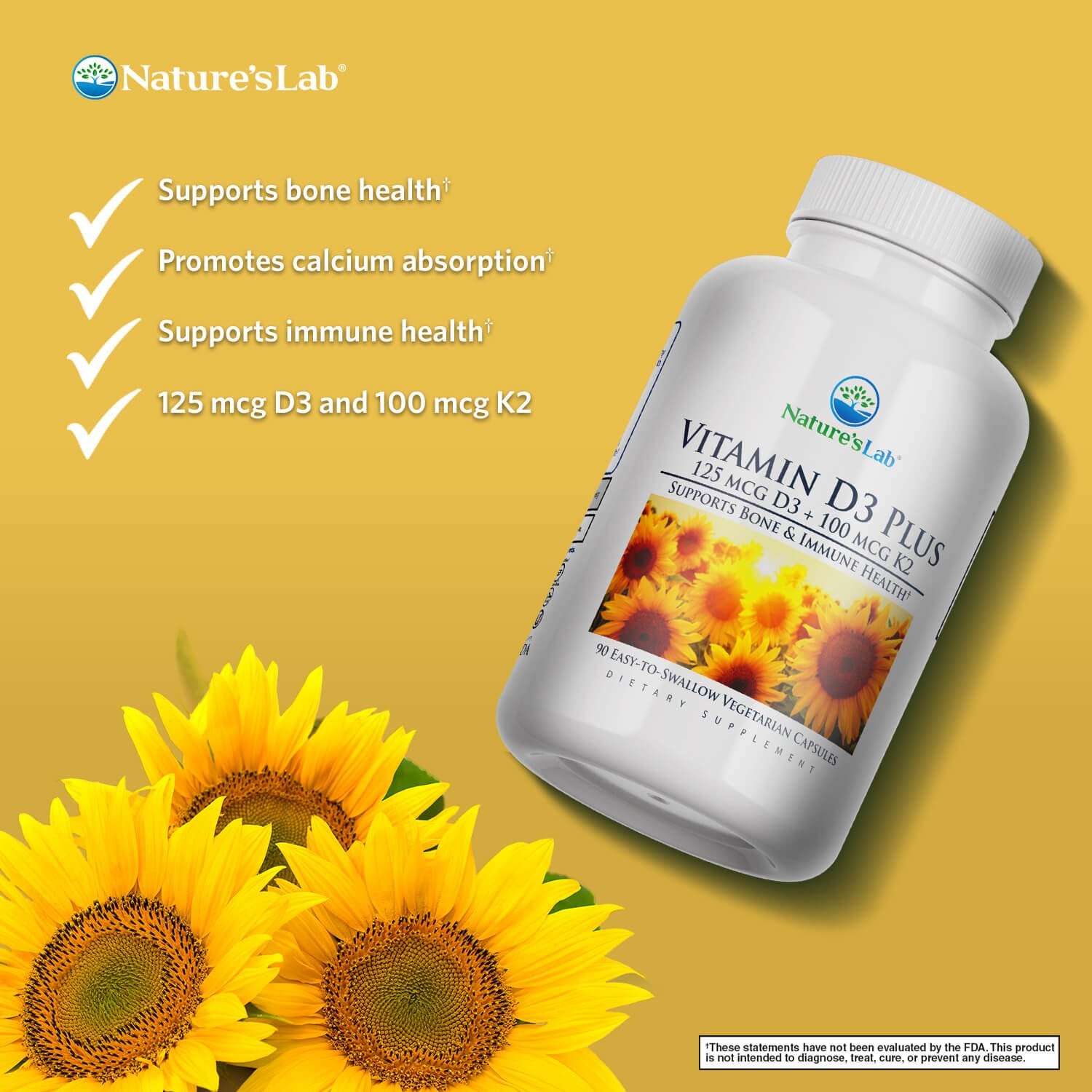 Nature's Lab Vitamin D3 Plus - 90 Capsules - Prostatewellstore.com