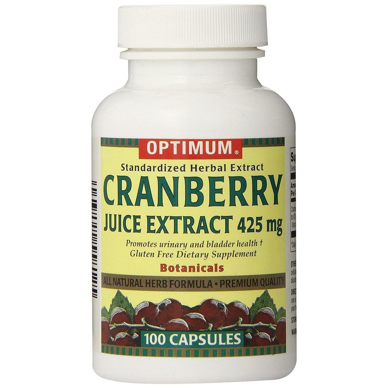 Optimum Cranberry Juice Extract Capsules 425 Mg - Prostatewellstore.com