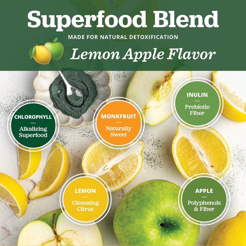 PuriVibe Chlorophyll & Lemon Juice Shots - Wellness Shot, Superfood Supplement Powder - Green Juice - Supports Detox & Gut Health - Prostatewellstore.com