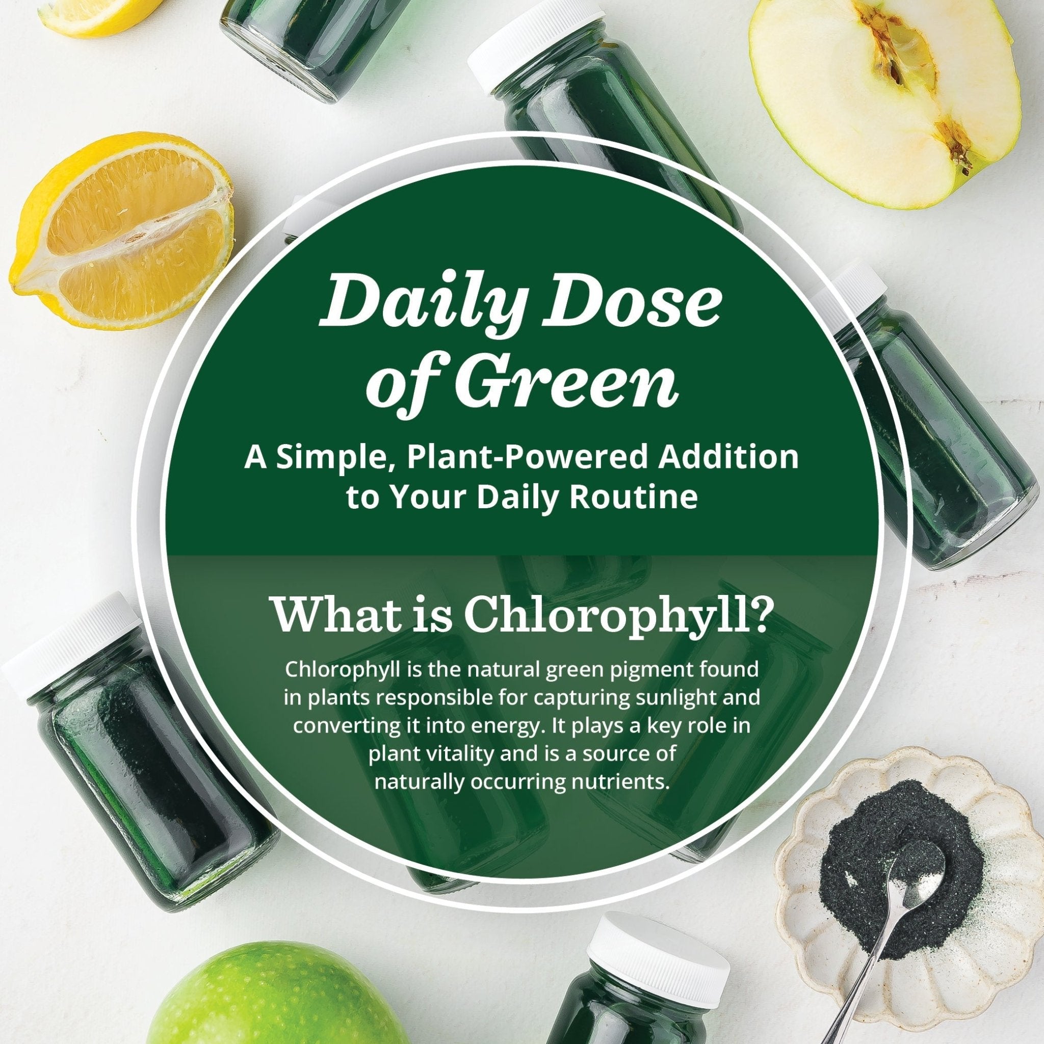 PuriVibe Chlorophyll & Lemon Juice Shots - Wellness Shot, Superfood Supplement Powder - Green Juice - Supports Detox & Gut Health - Prostatewellstore.com