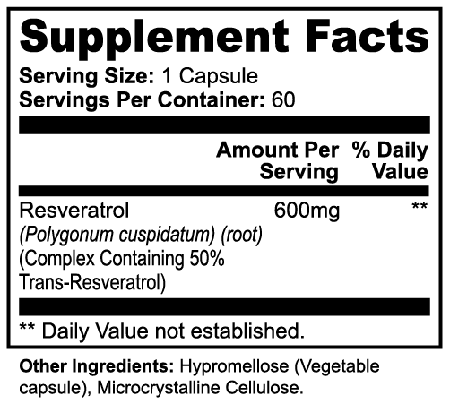 Resveratrol 600mg - Cellular Health & Antioxidant Capsules - Prostatewellstore.com